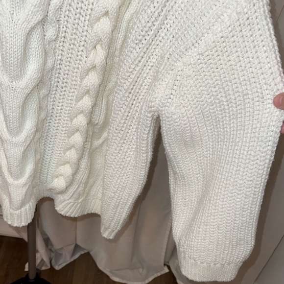 H&M Cream Cable Knit Oversized Sweater Chunky Braided Fisherman Pullover XXL - Picture 6 of 8
